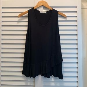 Black tank top with ruffle